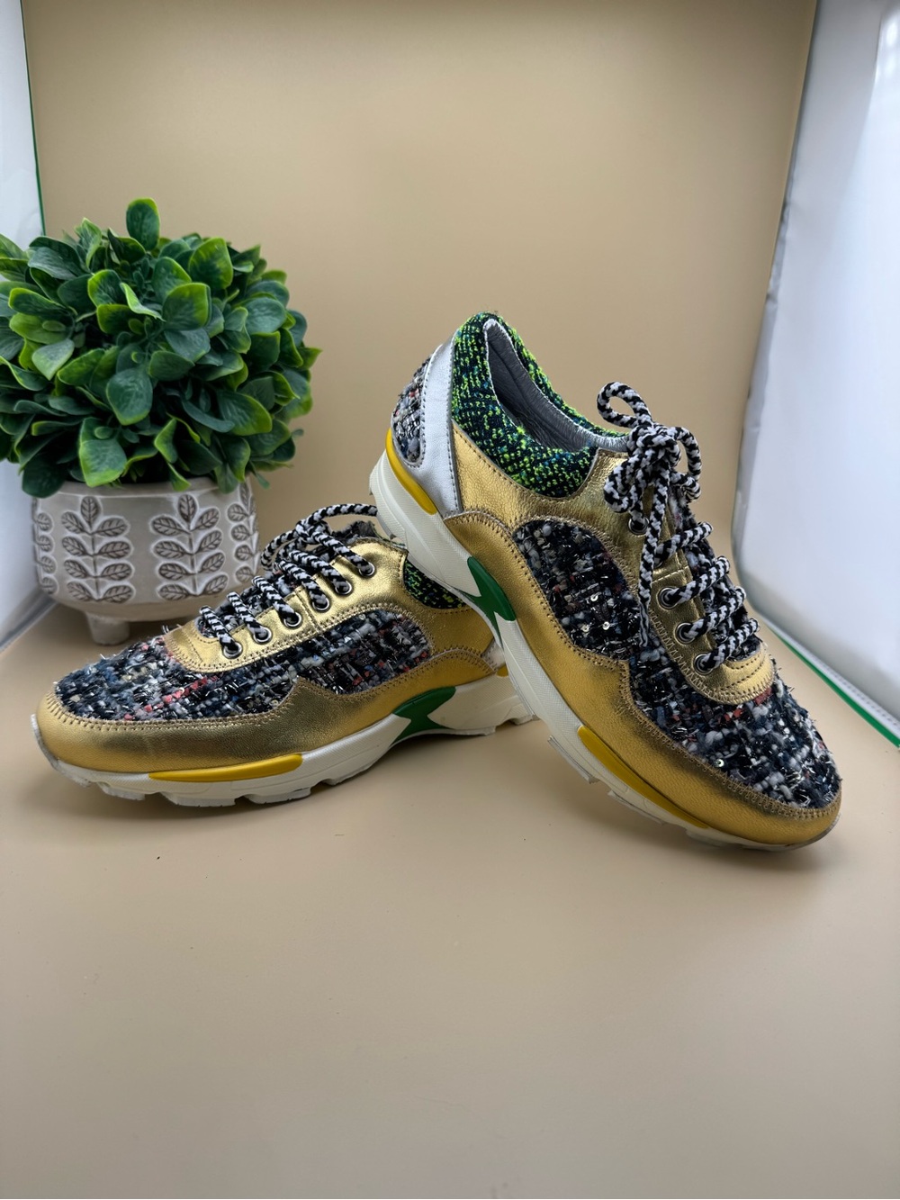 CC Black Tweed Multicolor Metallic Sneakers Size 5.5 (36)